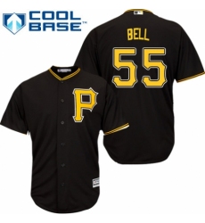 Youth Majestic Pittsburgh Pirates #55 Josh Bell Replica Black Alternate Cool Base MLB Jersey