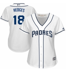 Women's Majestic San Diego Padres #18 Austin Hedges Replica White Home Cool Base MLB Jersey