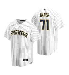 Men's Nike Milwaukee Brewers #71 Josh Hader White Alternate Stitched Baseball Jersey