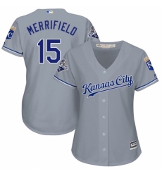 Women's Majestic Kansas City Royals #15 Whit Merrifield Authentic Grey Road Cool Base MLB Jersey