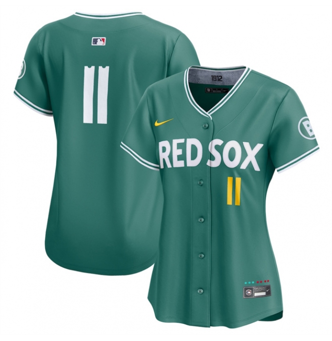 Women's Boston Red Sox #11 Rafael Devers Green 2025 City Connect Limited Stitched Baseball Jersey(Run Small)