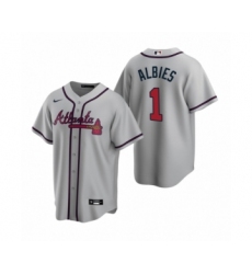 Women Atlanta Braves #1 Ozzie Albies Nike Gray 2020 Replica Road Jersey