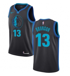 Men's Nike Dallas Mavericks #13 Jalen Brunson Swingman Charcoal NBA Jersey - City Edition