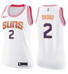 Women's Nike Phoenix Suns #2 Elie Okobo Swingman White/Pink Fashion NBA Jersey