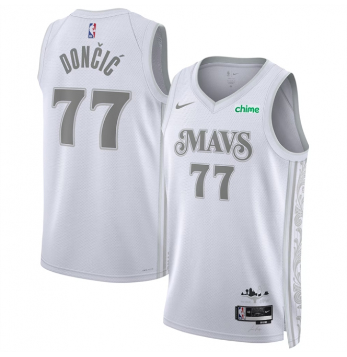 Men's Dallas Mavericks #77 Luka Doncic White 2024-25 City Edition Stitched Basketball Jersey