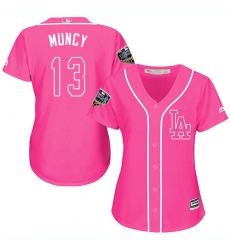 Women's Majestic Los Angeles Dodgers #13 Max Muncy Authentic Pink Fashion Cool Base 2018 World Series MLB Jersey