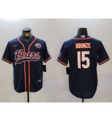 Men's Chicago Bears #15 Rome Odunze Navy Throwback With Cool Base Stitched Baseball Jersey