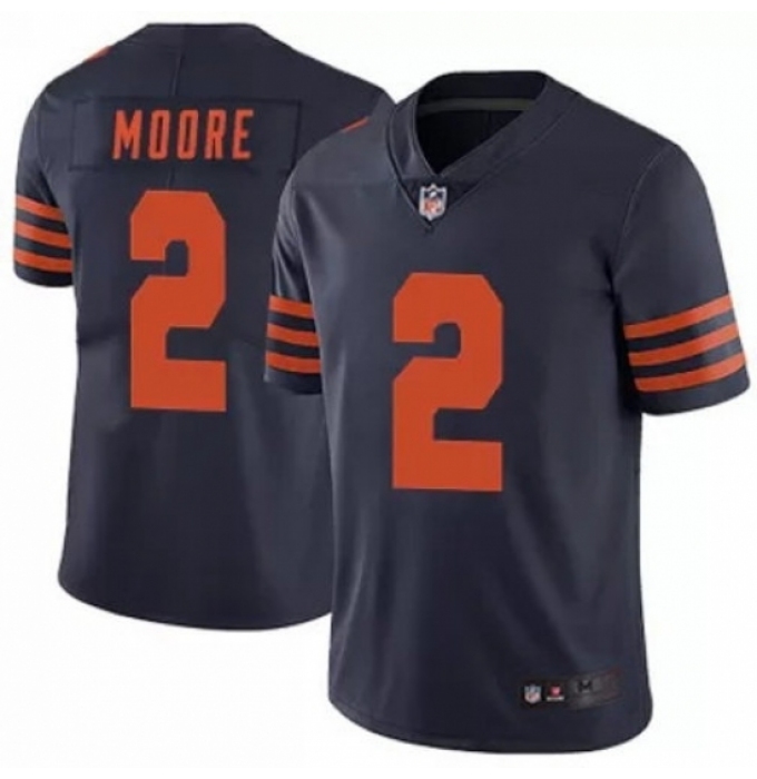 Men's Chicago Bears #2 DJ Moore Navy Vapor Limited Stitched NFL Jersey