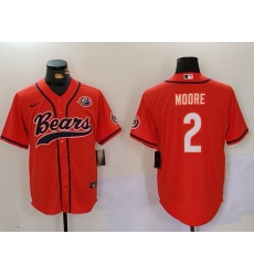 Men's Chicago Bears #2 DJ Moore Orange Throwback With Cool Base Stitched Baseball Jersey