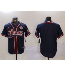 Men's Chicago Bears Blank Navy Blue With Cool Base Stitched Baseball Jersey