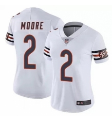 Women Chicago Bears #2 DJ Moore White Vapor Limited Stitched NFL Jersey