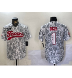 Men's Houston Texans #1 Stefon Diggs Arctic Camo 2024 Salute to Service Stitched Baseball Jersey