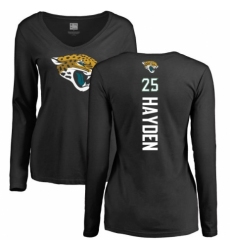 NFL Women's Nike Jacksonville Jaguars #25 D.J. Hayden Black Backer Slim Fit Long Sleeve T-Shirt