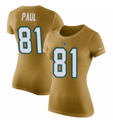 NFL Women's Nike Jacksonville Jaguars #81 Niles Paul Gold Rush Pride Name & Number T-Shirt