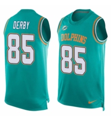 Men's Nike Miami Dolphins #85 A.J. Derby Limited Aqua Green Player Name & Number Tank Top NFL Jersey
