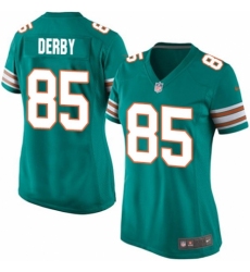 Women's Nike Miami Dolphins #85 A.J. Derby Game Aqua Green Alternate NFL Jersey