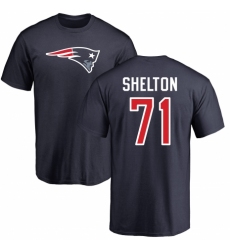NFL Nike New England Patriots #71 Danny Shelton Navy Blue Name & Number Logo T-Shirt