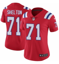 Women's Nike New England Patriots #71 Danny Shelton Red Alternate Vapor Untouchable Limited Player NFL Jersey