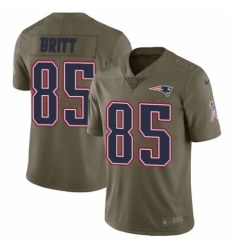 Youth Nike New England Patriots #85 Kenny Britt Limited Olive 2017 Salute to Service NFL Jersey