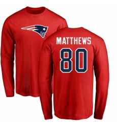 NFL Nike New England Patriots #80 Jordan Matthews Red Name & Number Logo Long Sleeve T-Shirt