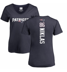 NFL Women's Nike New England Patriots #86 Troy Niklas Navy Blue Backer T-Shirt