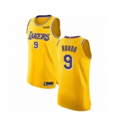 Men's Los Angeles Lakers #9 Rajon Rondo Authentic Gold Basketball Jersey - Icon Edition