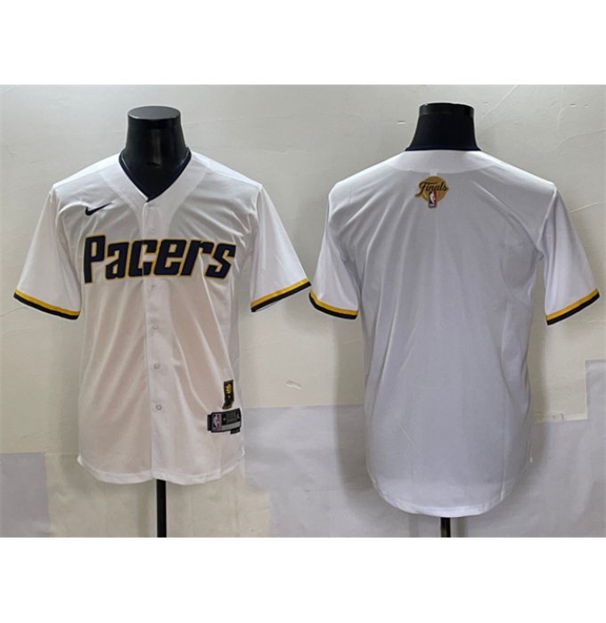 Men's Indiana Pacers Blank White 2025 Finals Vapor Stitched Baseball Jersey