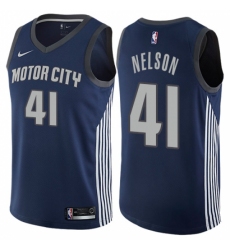 Women's Nike Detroit Pistons #41 Jameer Nelson Swingman Navy Blue NBA Jersey - City Edition