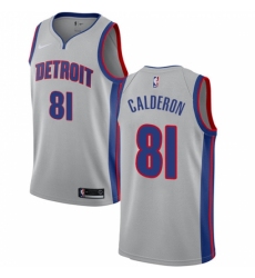 Men's Nike Detroit Pistons #81 Jose Calderon Authentic Silver NBA Jersey Statement Edition