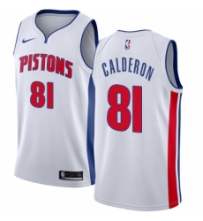Youth Nike Detroit Pistons #81 Jose Calderon Swingman White NBA Jersey - Association Edition