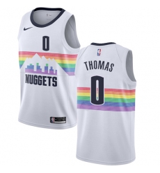 Men's Nike Denver Nuggets #0 Isaiah Thomas Swingman White NBA Jersey - City Edition
