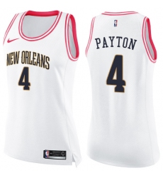Women's Nike New Orleans Pelicans #4 Elfrid Payton Swingman White Pink Fashion NBA Jersey