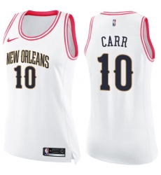 Women's Nike New Orleans Pelicans #10 Tony Carr Swingman White Pink Fashion NBA Jersey