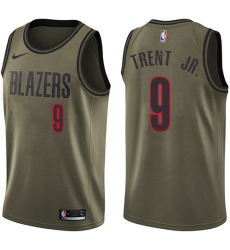 Men's Nike Portland Trail Blazers #9 Gary Trent Jr. Swingman Green Salute to Service NBA Jersey