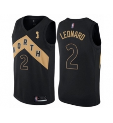 Men's Toronto Raptors #2 Kawhi Leonard Swingman Black 2019 Basketball Finals Champions Jersey - City Edition