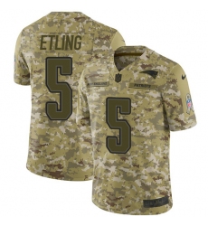 Men's Nike New England Patriots #5 Danny Etling Limited Camo 2018 Salute to Service NFL Jersey