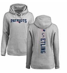 NFL Women's Nike New England Patriots #5 Danny Etling Ash Backer Pullover Hoodie