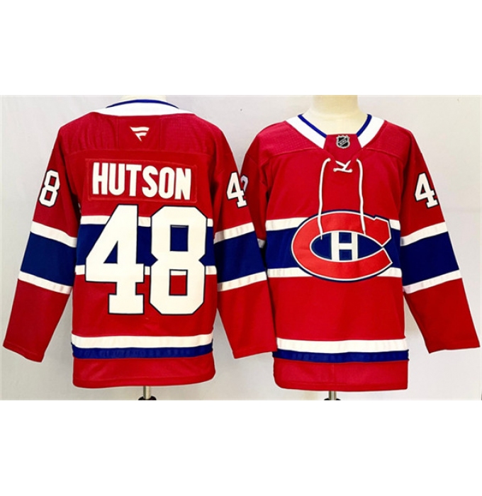 Men's Montreal Canadiens #48 Lane Hutson Red 2024-25 Stitched Jersey
