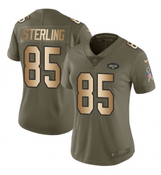 Women Nike New York Jets #85 Neal Sterling Limited Olive Gold 2017 Salute to Service NFL Jersey