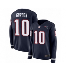 Women's Nike New England Patriots #10 Josh Gordon Limited Navy Blue Therma Long Sleeve NFL Jersey