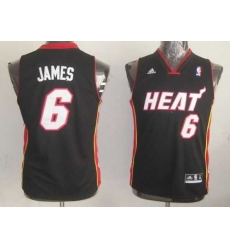 Youth NBA Miami Heat #6 LeBron James Black Stitched Jersey