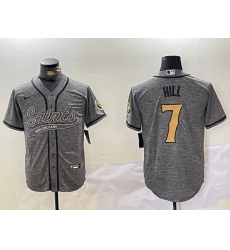 Men's New Orleans Saints #7 Taysom Hill Grey With Cool Base Stitched Baseball Jersey