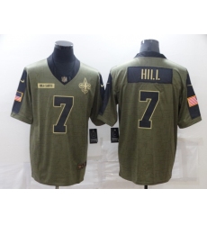 Men's New Orleans Saints #7 Taysom Hill Nike Olive 2021 Salute To Service Limited Player Jersey