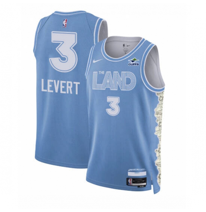 Men's Cleveland Cavaliers #3 Caris Levert Light Blue 2024-25 City Edition Stitched Jersey