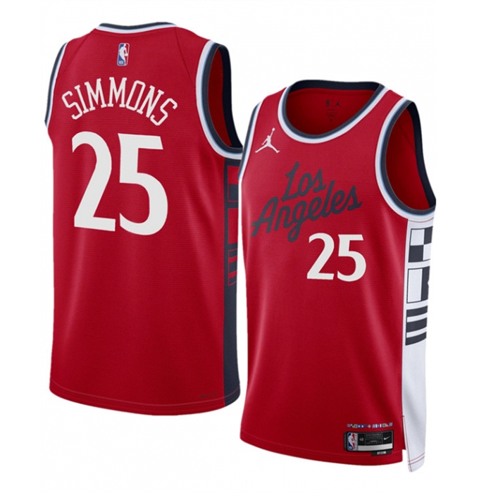 Men's Los Angeles Clippers #25 Ben Simmons Red 2024-25 Statement Edition Stitched Jersey