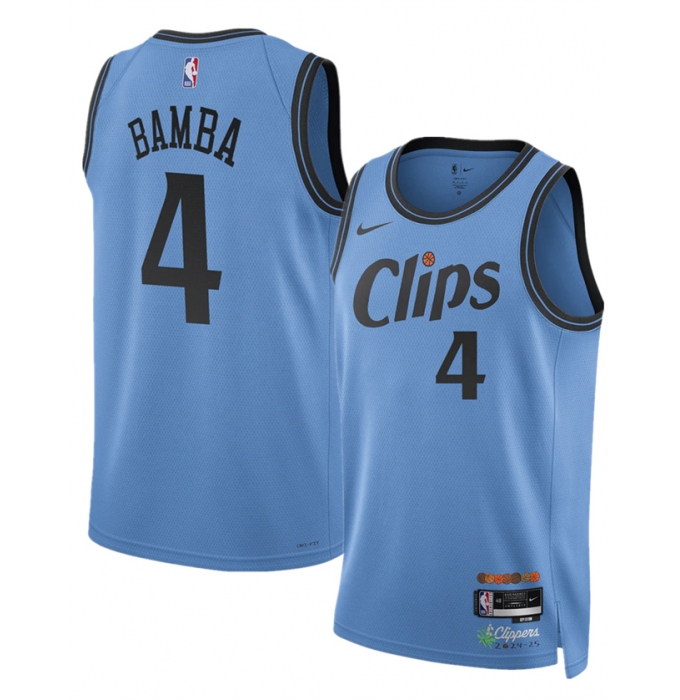 Men's Los Angeles Clippers #4 Mo Bamba Light Blue 2024-25 CityEdition Stitched Jersey