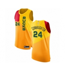Men's Milwaukee Bucks #24 Pat Connaughton Authentic Yellow Basketball Jersey - City Edition