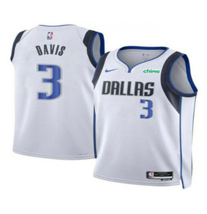 Men's Dallas Mavericks #3 Anthony Davis White 2025 Association Edition Stitched Jersey