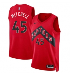 Men's Toronto Raptors #45 Davion Mitchell Red Icon Edition Stitched Basketball Jersey