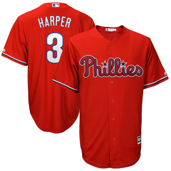 Men's Philadelphia Phillies #3 Bryce Harper Majestic Scarlet Official ...